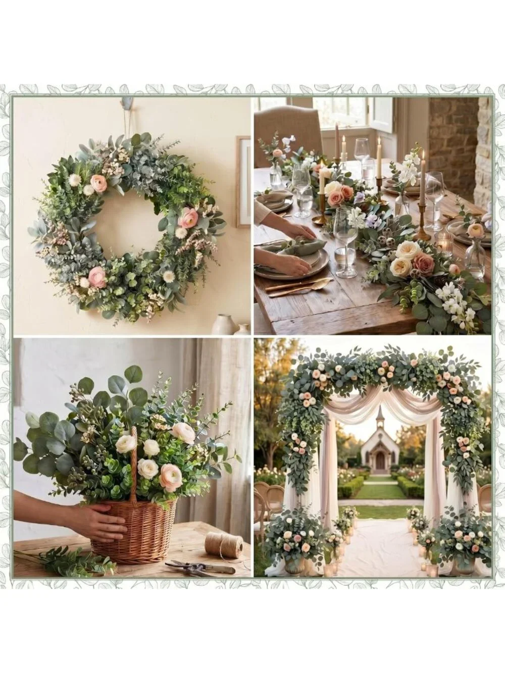 400 Pcs Mixed Eucalyptus Leaves Stems - Bulk Artificial Greenery Decor